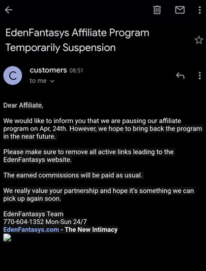 Affiliate Program Suspension