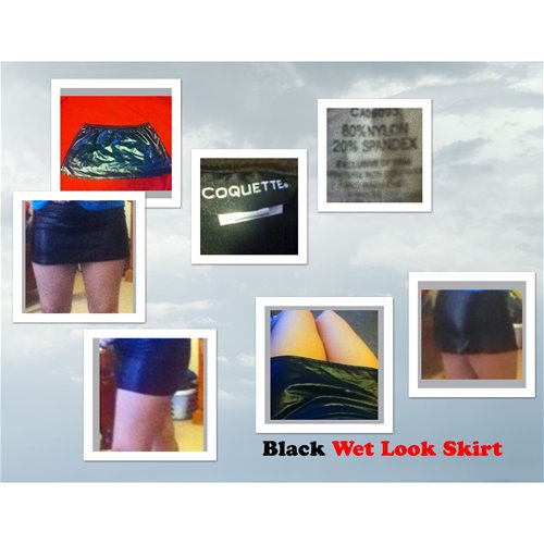 Black wet look skirt