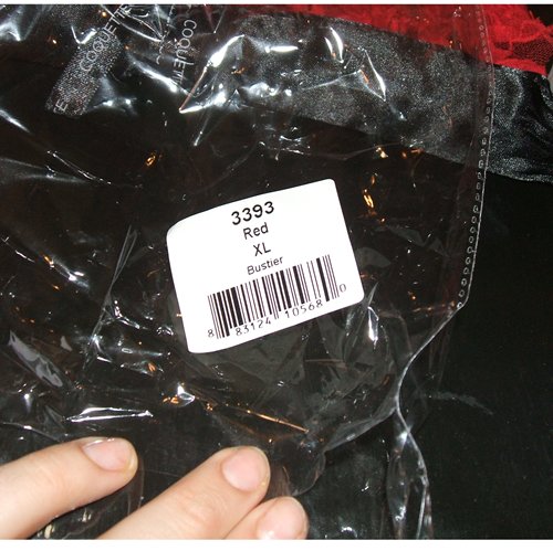 Plastic packaging and size sticker