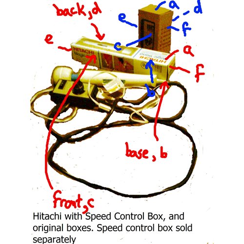 Hitachi and speed controller boxes labeled