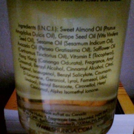 Shunga Oil Ingredients