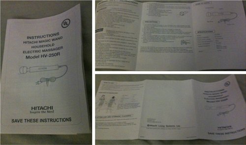 Hitachi Magic Wand Instruction Booklet