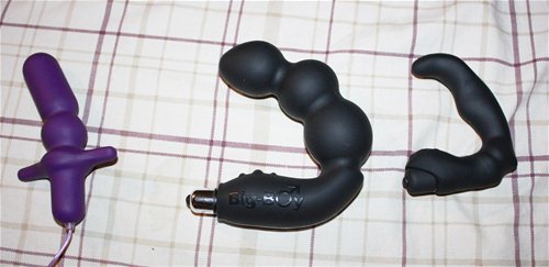 Anal T on Left, Big Boy Middle, Mini Prostate Right