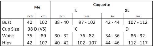 Me V. Sizing Chart