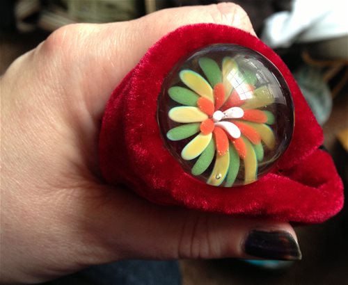 Nubby pouch and flower