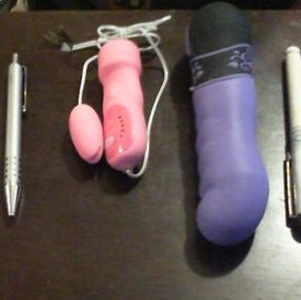 comparison with pens and a toy