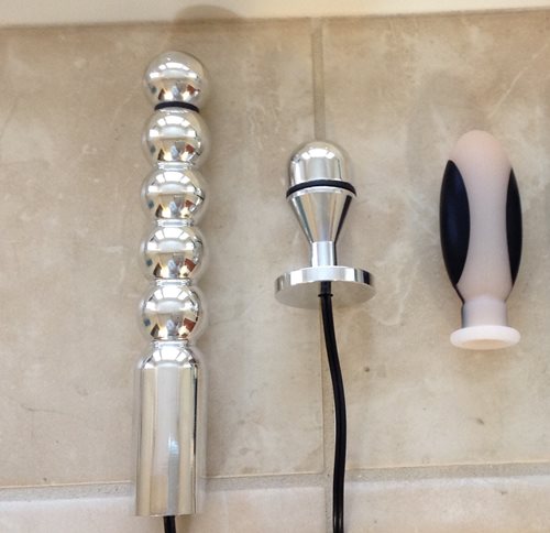 e-stim wand,  metal small plug, silicone plug
