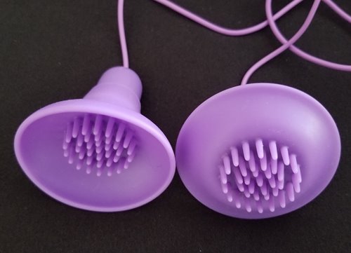 Suction cups with one turned inside out for clit use.