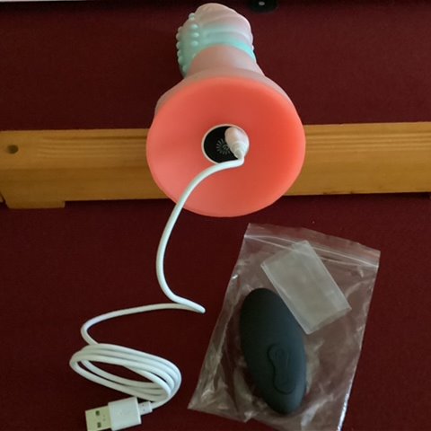 charge port , included cable and remote with battery