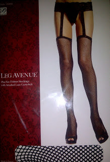 Plus Size Fishnet Stockings with Attached Lace Garterbelt