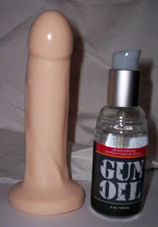 Tantus O2 Mark Dildo - before patch test before patch test with Gun Oil silicone lubricant