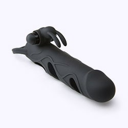 Silicone extension with vibrating bunny