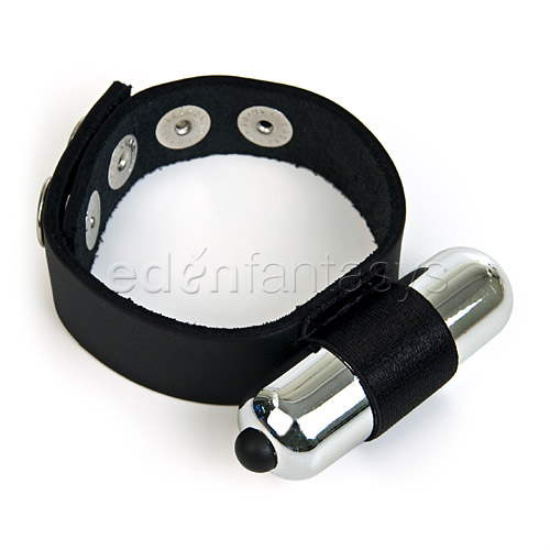 Product: Vibrating bullet leather cockring