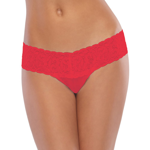 Product: Red mesh thong with lace waist