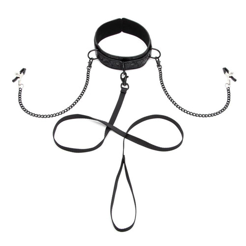 Product: Leather collar with nipple clamps