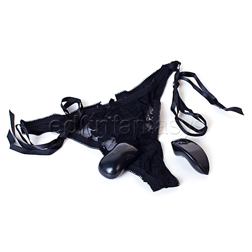 Product: Remote control vibrating little black panty thong