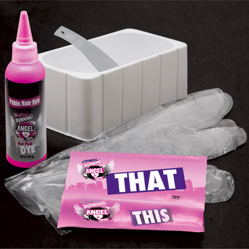 Product: Hot pink pubes pubic hair dye (hot pink)