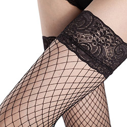 Lace top diamond net stockings View #2