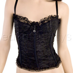 Black satin and lace bustier View #2