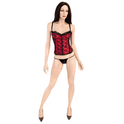 Red satin and lace bustier View #3