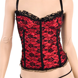 Red satin and lace bustier View #4