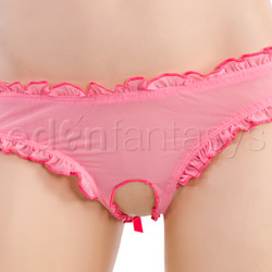 Pink ruffled crotchless thong View #2