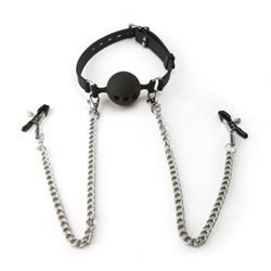 Silicone ball gag with nipple clamps View #2