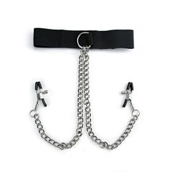 Fetish play collar with nipple clamps View #3