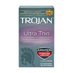 Trojan sensitivity ultra thin spermicidal 12 pack View #1