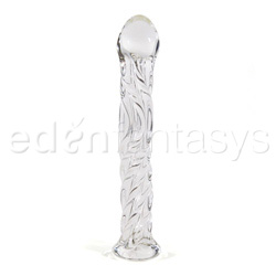 Swirl ribbed glass dildo with curved G-spot head View #1