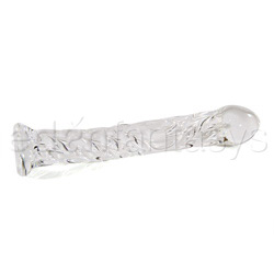 Swirl ribbed glass dildo with curved G-spot head View #2