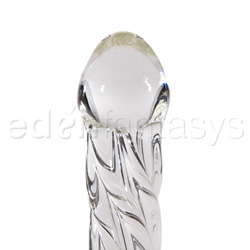 Swirl ribbed glass dildo with curved G-spot head View #3