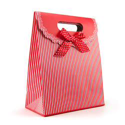 Red tote with stripes small View #1