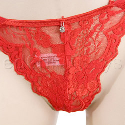 Lace and mesh thong with rhinestone hearts View #3