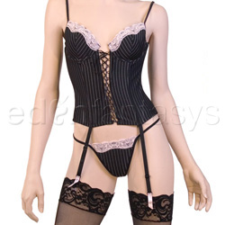 Pinstripes and lace bustier View #5