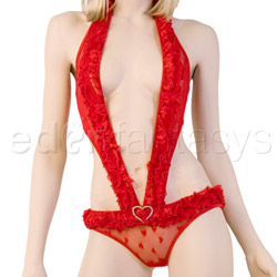 Deep v lace heart teddy View #4