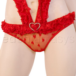 Deep v lace heart teddy View #5