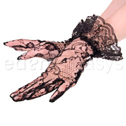 Wrist length lace gloves with ruffled cuffs View #3