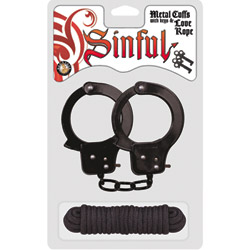 Sinful metal cuffs with keys and rope View #2