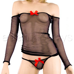 Erotique fishnet top with matching g-string View #3
