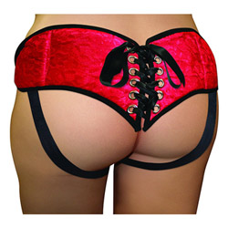 Curvy size red lace strap on View #2