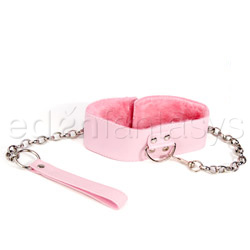 Pink plush collar and leash View #2