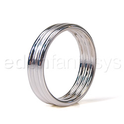 Silver ribbed cock ring View #1