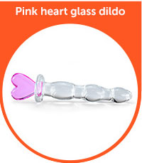Pink heart glass dildo