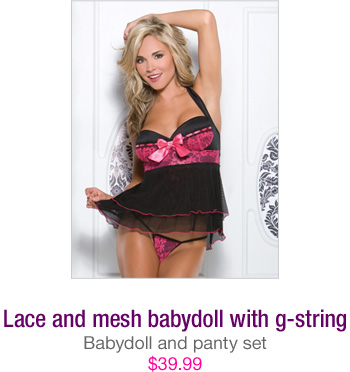 Lace and mesh babydoll with g-string - $39.99