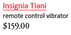Insignia Tiani - g-spot and clitoral vibrator, <%#Customer.Current.Culture.FormatMoney(159)%>