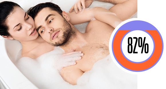 In the shower or bathtub